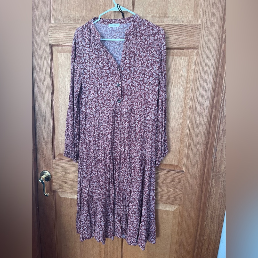 Neuflora button front Floral Long Sleeve Dress